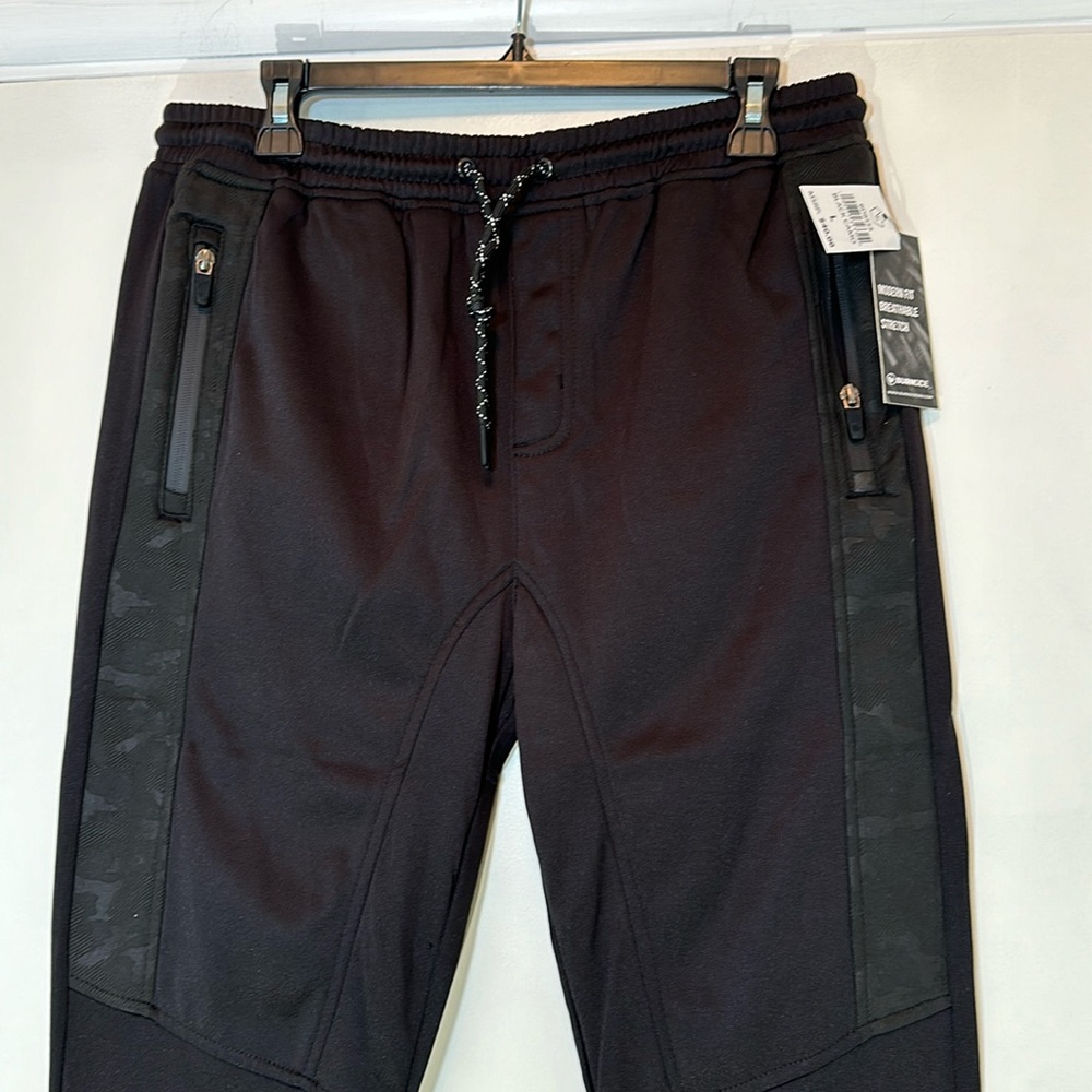 Burnside Tech Fleece Jogger Sweatpants Black with Camo accents LG NWT - Picture 7 of 12